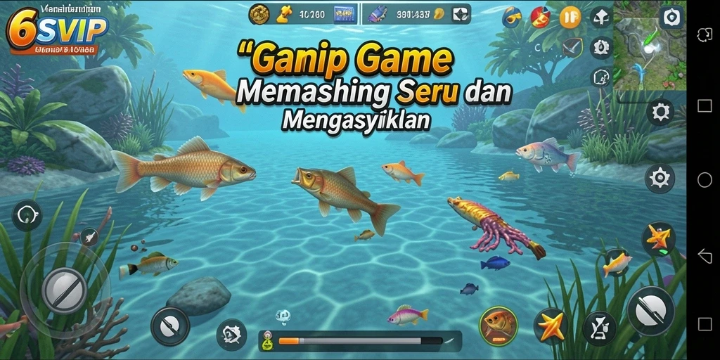 Tampilan menarik game Fishing 6SVIP dengan pengalaman memancing yang realistis.