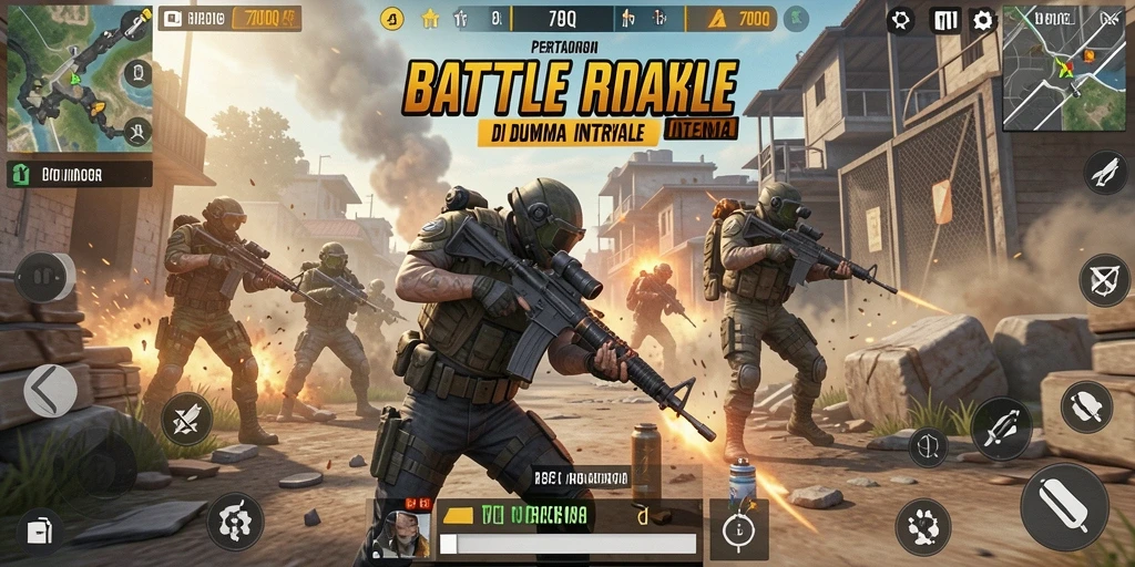 Tangkapan layar utama 700Q menampilkan aksi Battle Royale yang mendebarkan.