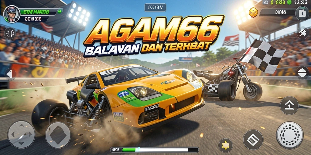 Tampilan gameplay balapan yang mendebarkan di AGAM66.