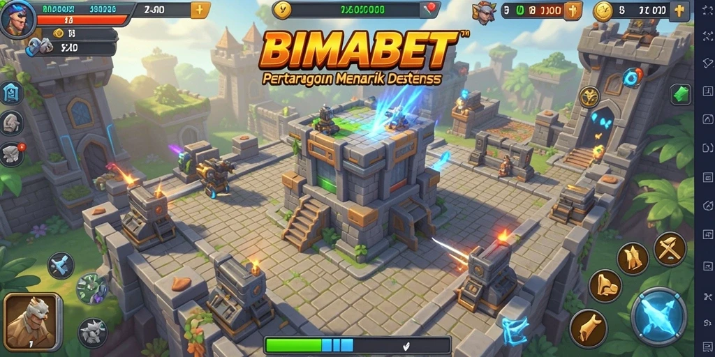 Gameplay seru BIMABET dengan menara dan strategi Tower Defense.