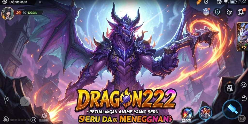 Tampilan gameplay menarik dari <strong>DRAGON222</strong> menunjukkan pertarungan karakter Anime yang seru.