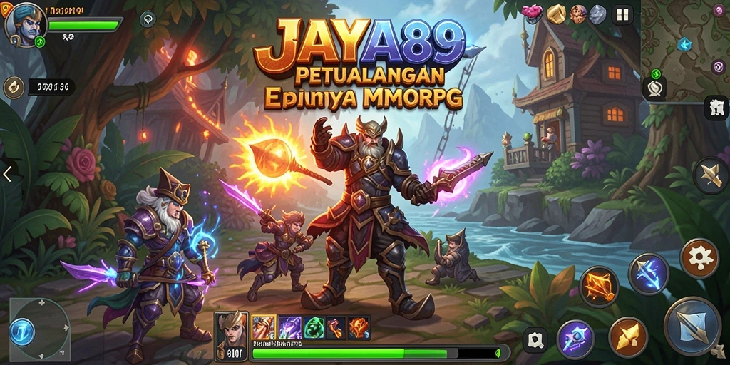Tampilan gameplay JAYA89 dengan pertarungan seru dan pemandangan indah.