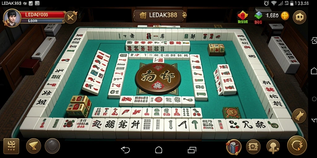 Screenshot LEDAK388 menampilkan gameplay Mahjong yang menarik dan mendebarkan.