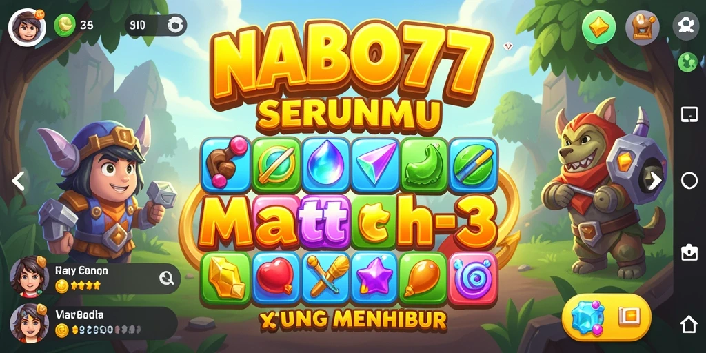 Tangkapan layar NABOB77 menampilkan aksi seru dalam permainan Match-3.