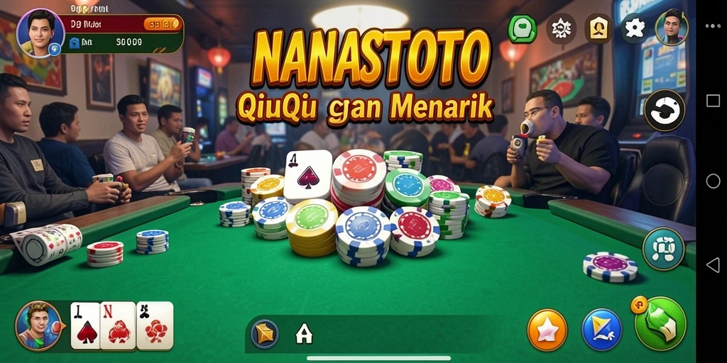 Tampilan gameplay seru NANASTOTO dengan aksi kartu QiuQiu.