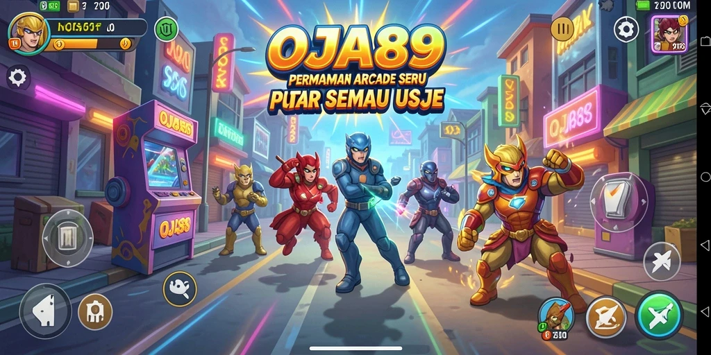 Screenshot gameplay OJA89 yang menunjukkan aksi seru di level Arcade.