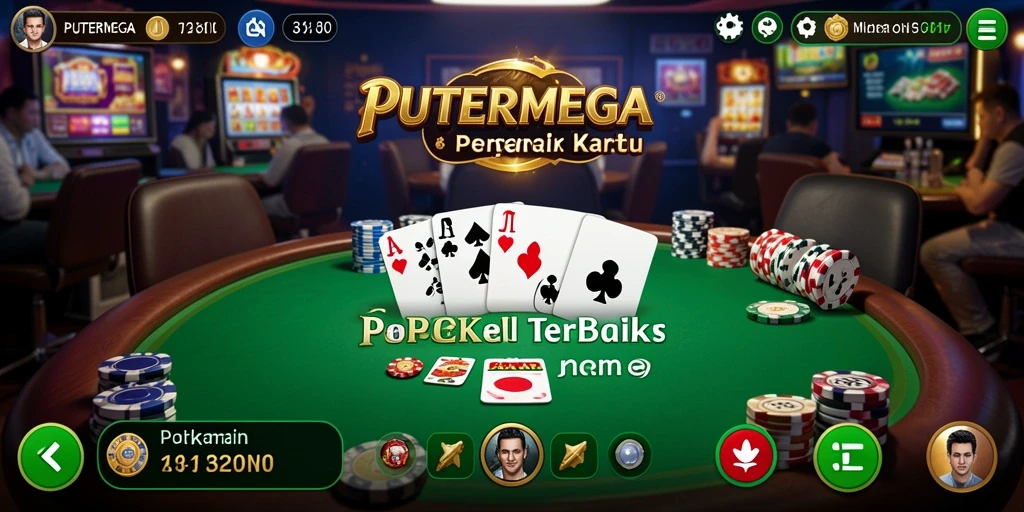 Screenshot gameplay PUTERMEGA menampilkan aksi Poker yang mendebarkan.