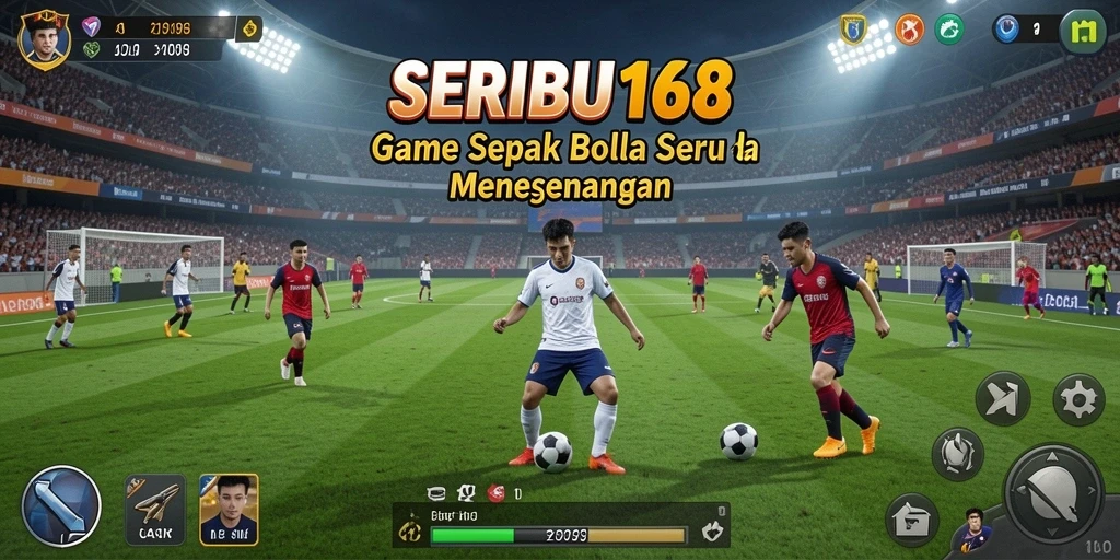 Tampilan gameplay <strong>SERIBU168</strong> yang menampilkan momen seru di lapangan sepak bola.