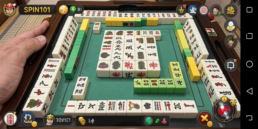 Tampilan gameplay SPIN101 dengan papan Mahjong yang berwarna-warni dan menarik.